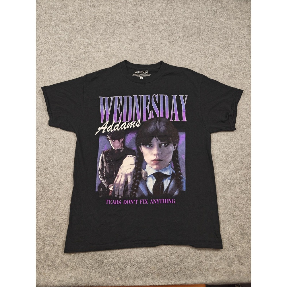 Wednesday Addams Shirt Mens Large Black Tears Don't Fix Anything Graphic Tee